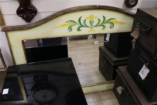 A large painted overmantel mirror W.146cm